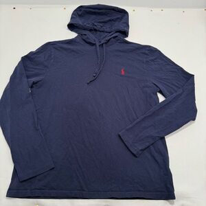 Men’s Large Polo by Ralph Lauren Navy Hooded Long-Sleeve Shirt